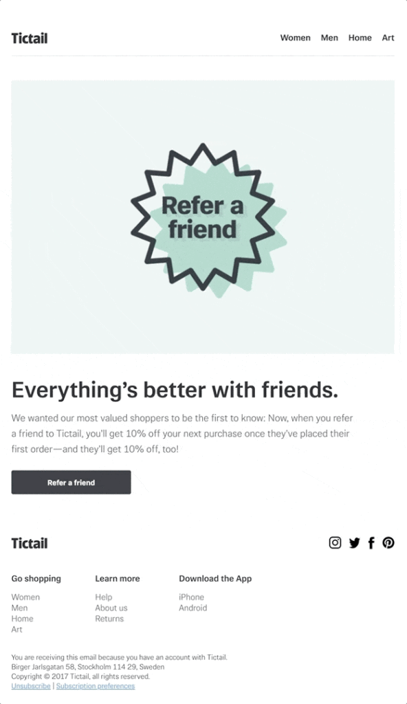 Referral email CTA