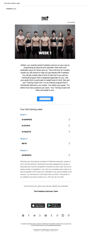 Fitness email template for personal trainers and gym