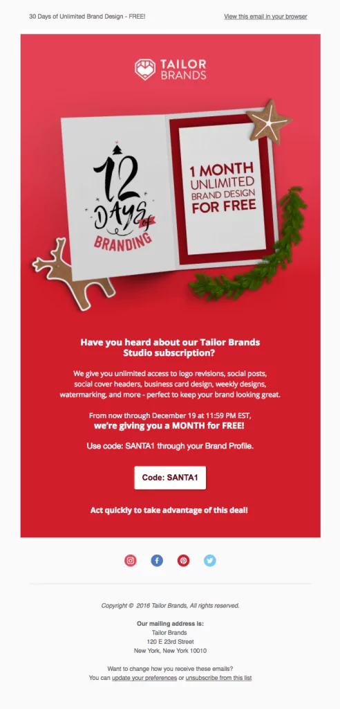 12 days of branding Tailor Brands