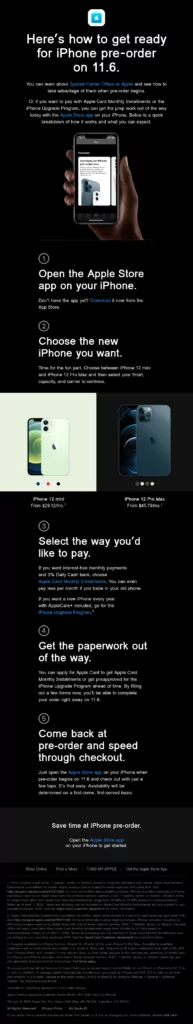 Apple iPhone pr-order product launch announcement email example
