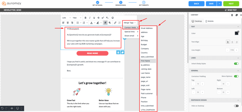 How to personalize bulk emails copy in Automizy