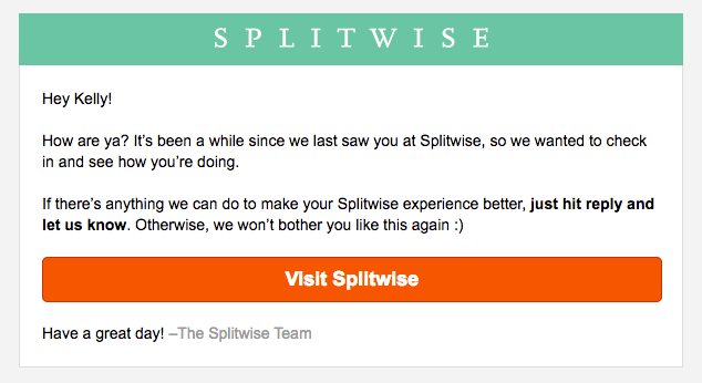 Splitwise re-engagement template